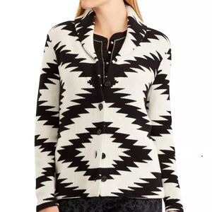 Chaps Black and White Zigzag Cardigan